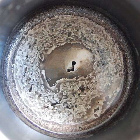 scale inside a kettle or pot, dry