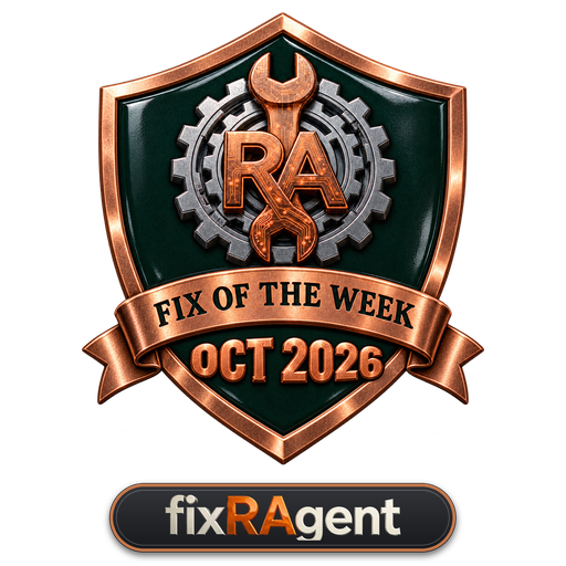 Fix of the Week badge, October 2026, fixRAgent