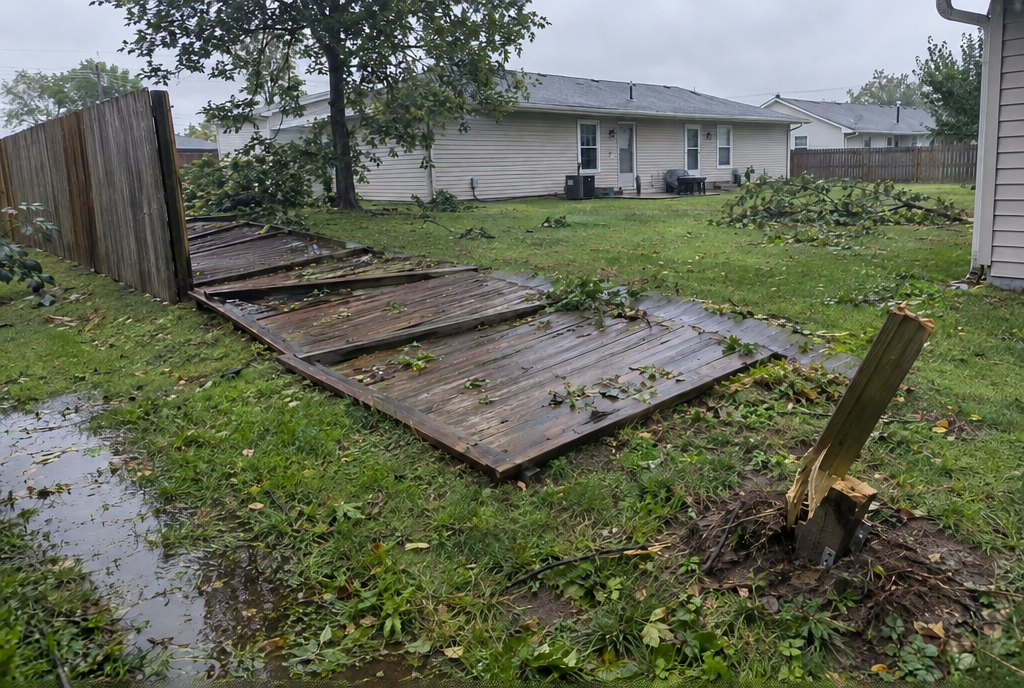 The storm-down fence photo, as sent to fixRAgent