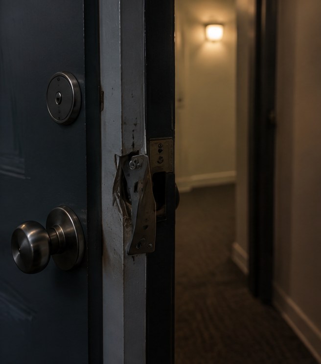 An apartment door that will not latch